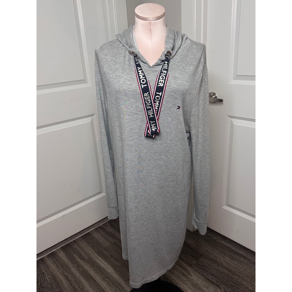 Tommy Hilfiger Women's Grey Hooded Dress Size M Long Sleeve Casual